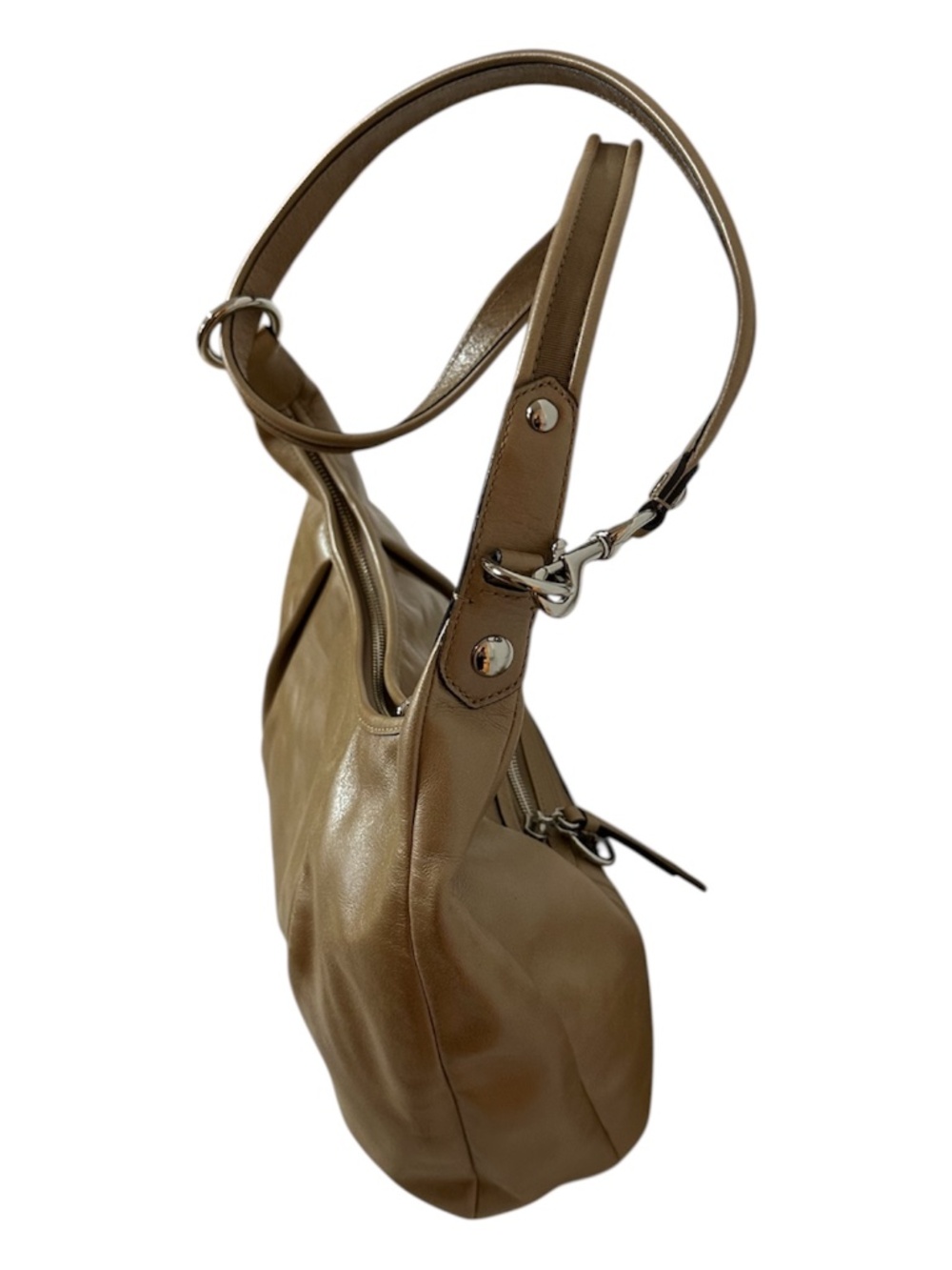 Coach Carly Hobo Bag | Metallic Bronze Leather Shoulder Bag - Picture 4 of 6